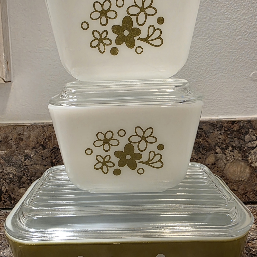 Pyrex Crazy Daisy Spring Blossom Fridgie 6 piece set